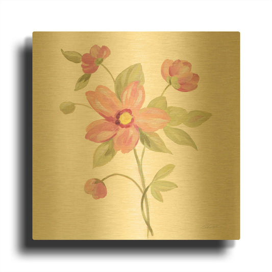 'June Bloom III' By Silvia Vassileva Gold Metal Wall Art