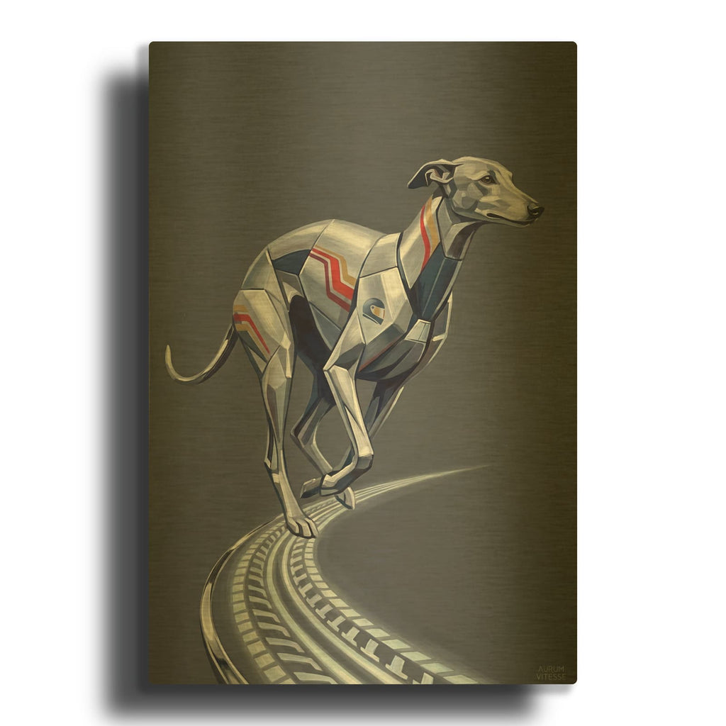 'Greyhound Racer 2' By Ann Klee Gold Metal Wall Art