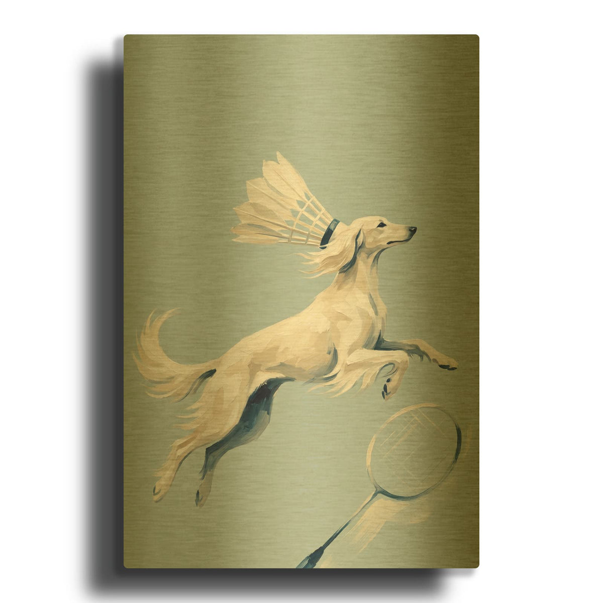 'Greyhound Sports' By Ann Klee Gold Metal Wall Art