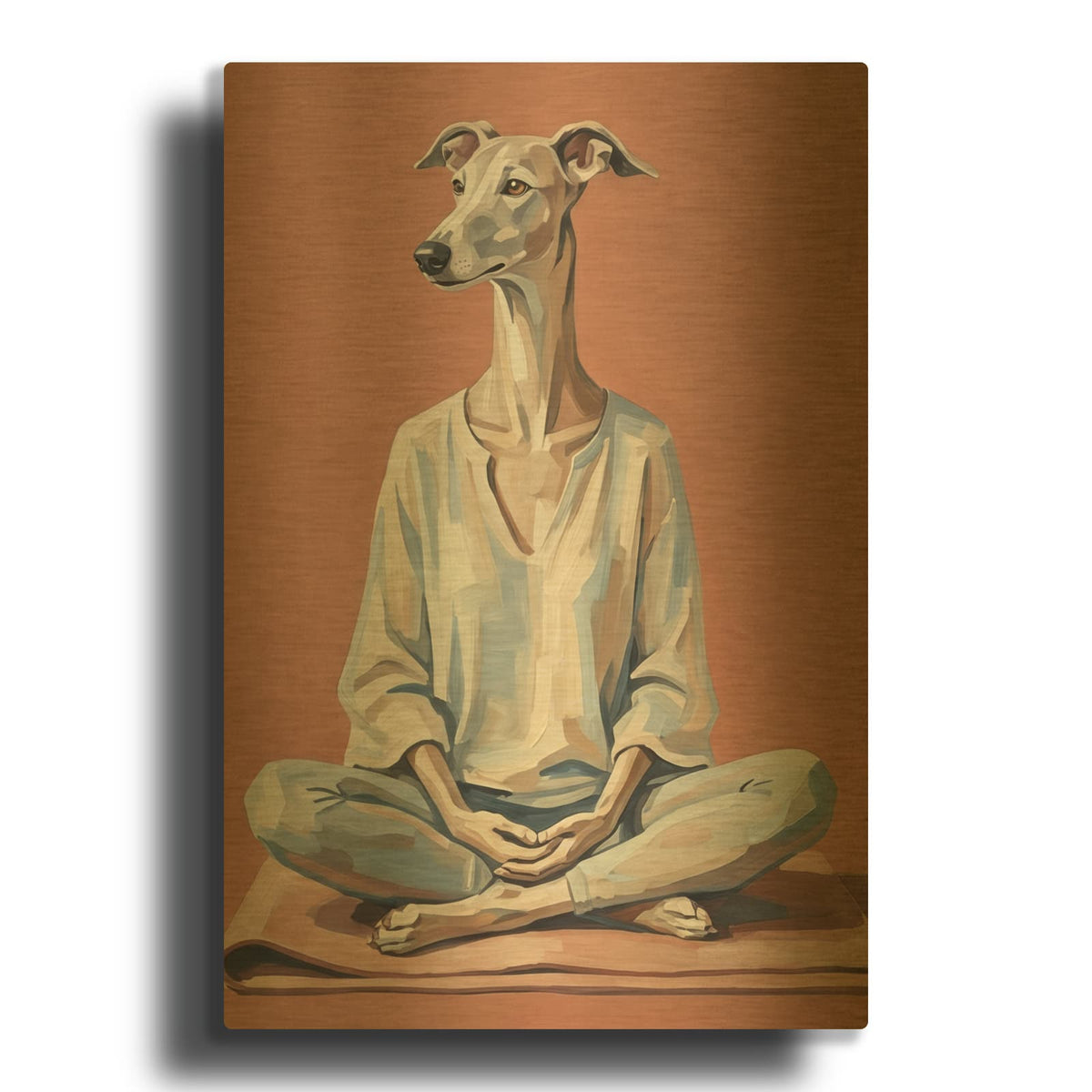 'Greyhound Yoga Wisdom' By Ann Klee Gold Metal Wall Art