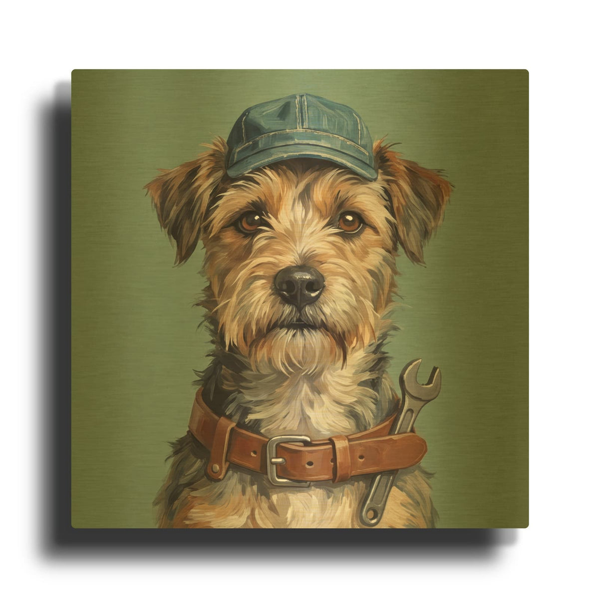 'Handy Terrier' By Ann Klee Gold Metal Wall Art