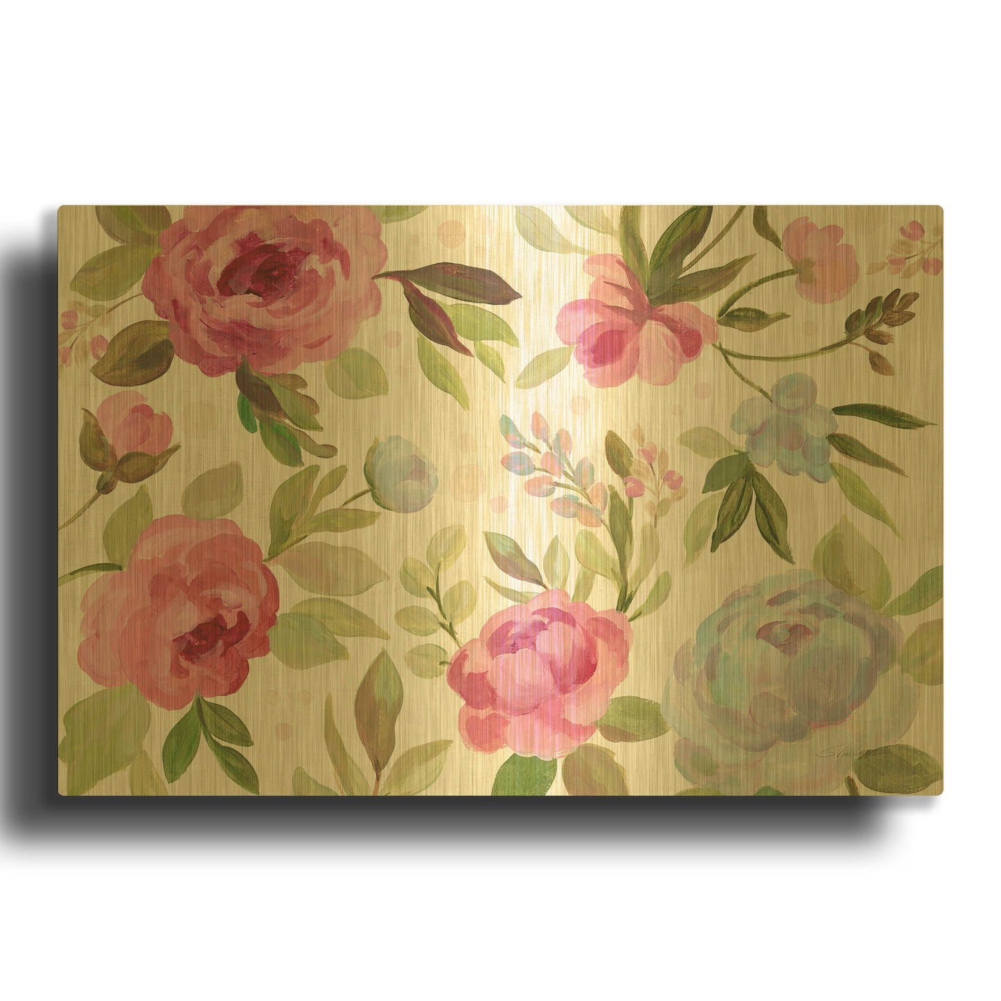 'Petals and Blossoms I' By Silvia Vassileva Gold Metal Wall Art