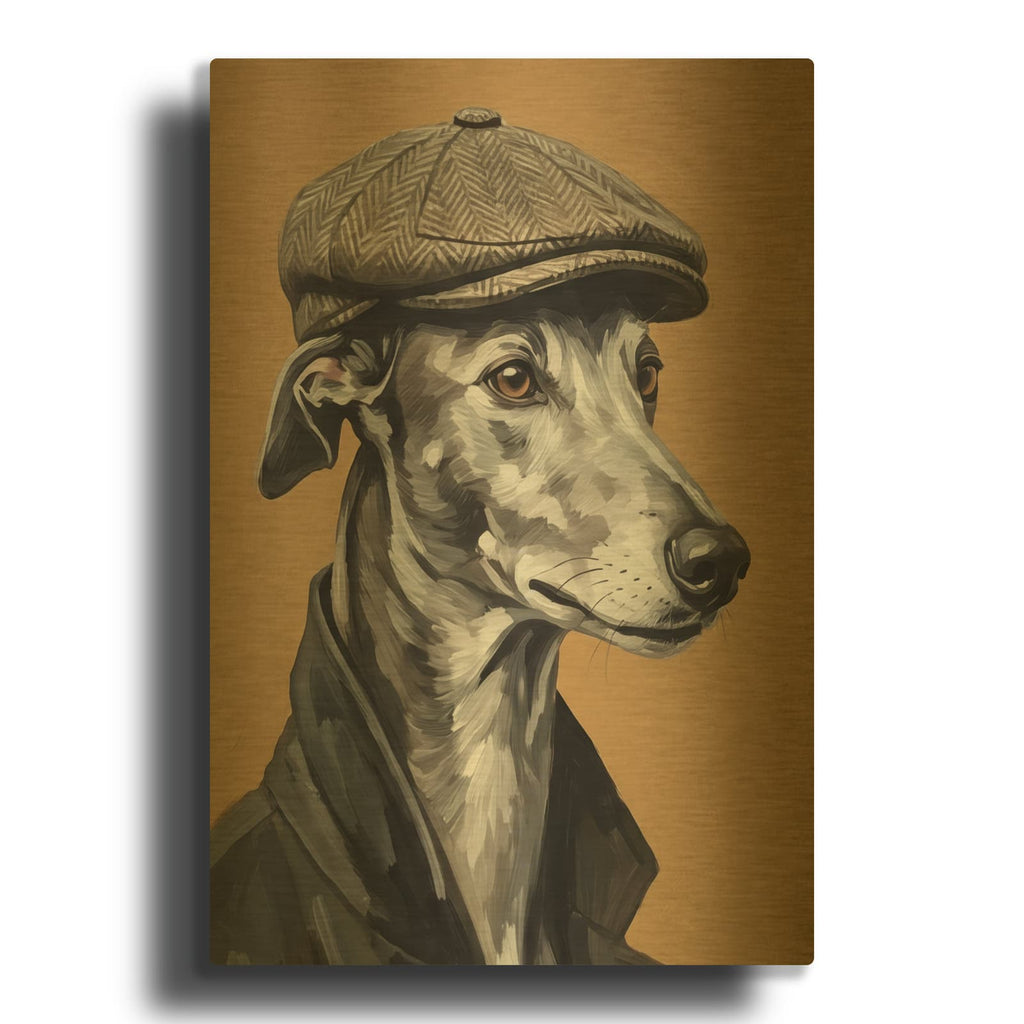 'Mr. Greyhound' By Ann Klee Gold Metal Wall Art