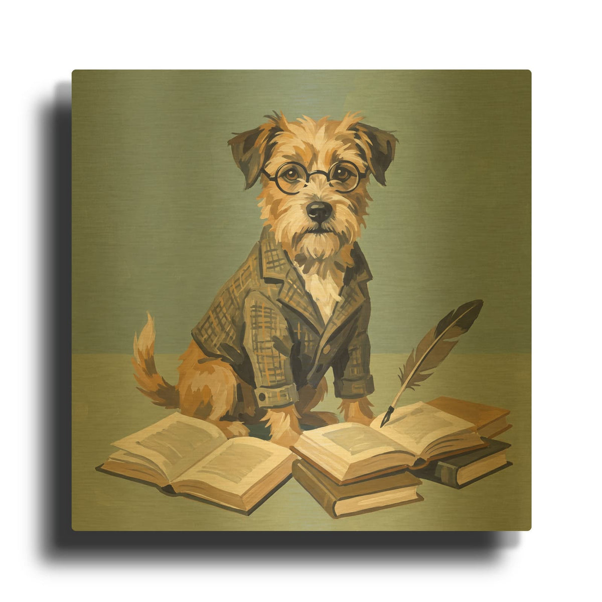 'Mr. Terrier, Professor' By Ann Klee Gold Metal Wall Art