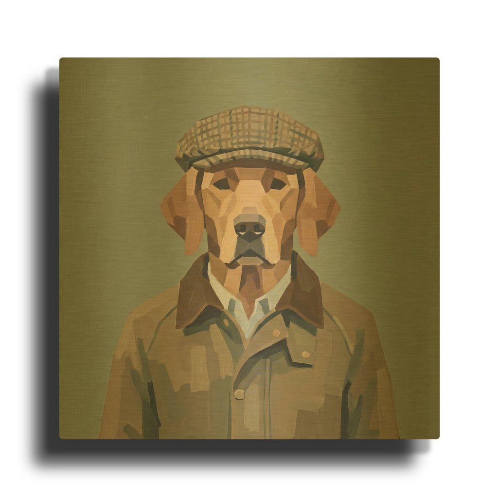 'Old Man Golden Retriever' By Ann Klee Gold Metal Wall Art