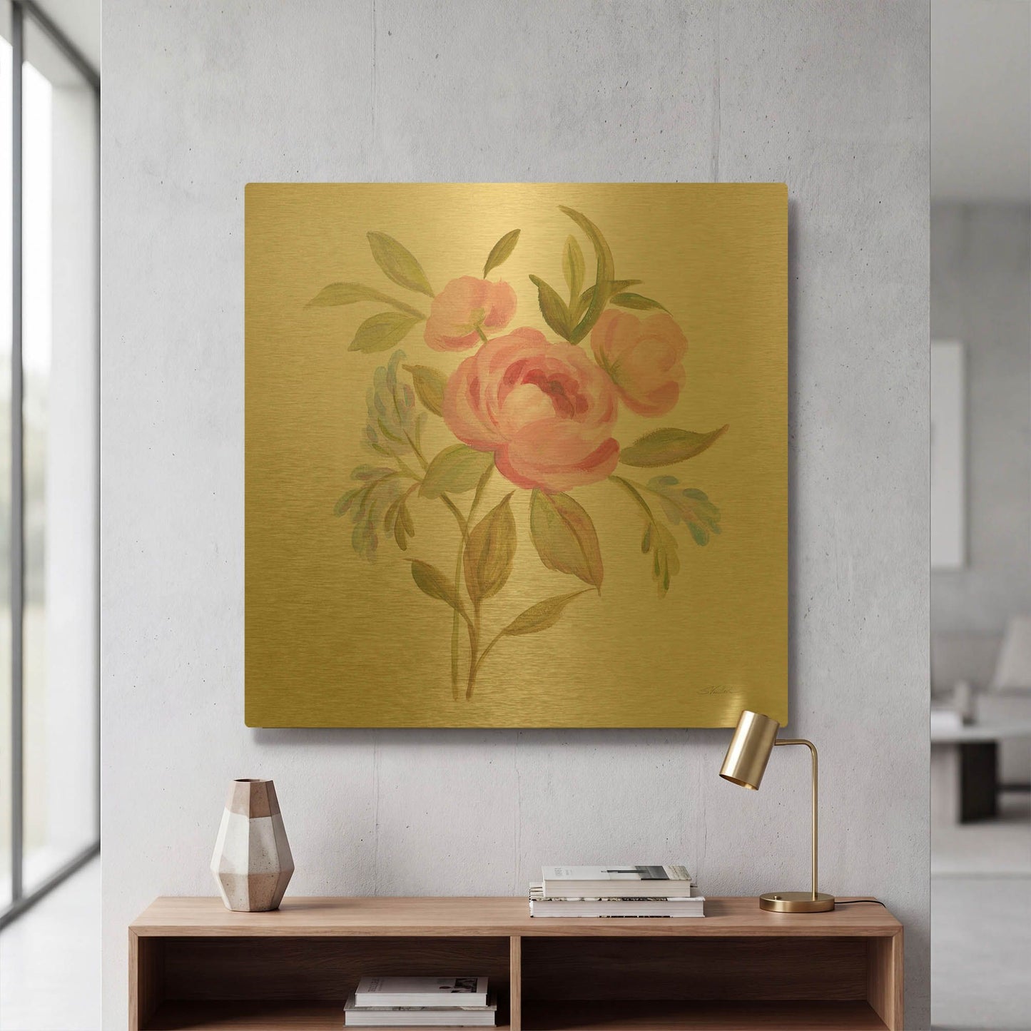 'Petals and Blossoms IV' By Silvia Vassileva Gold Metal Wall Art