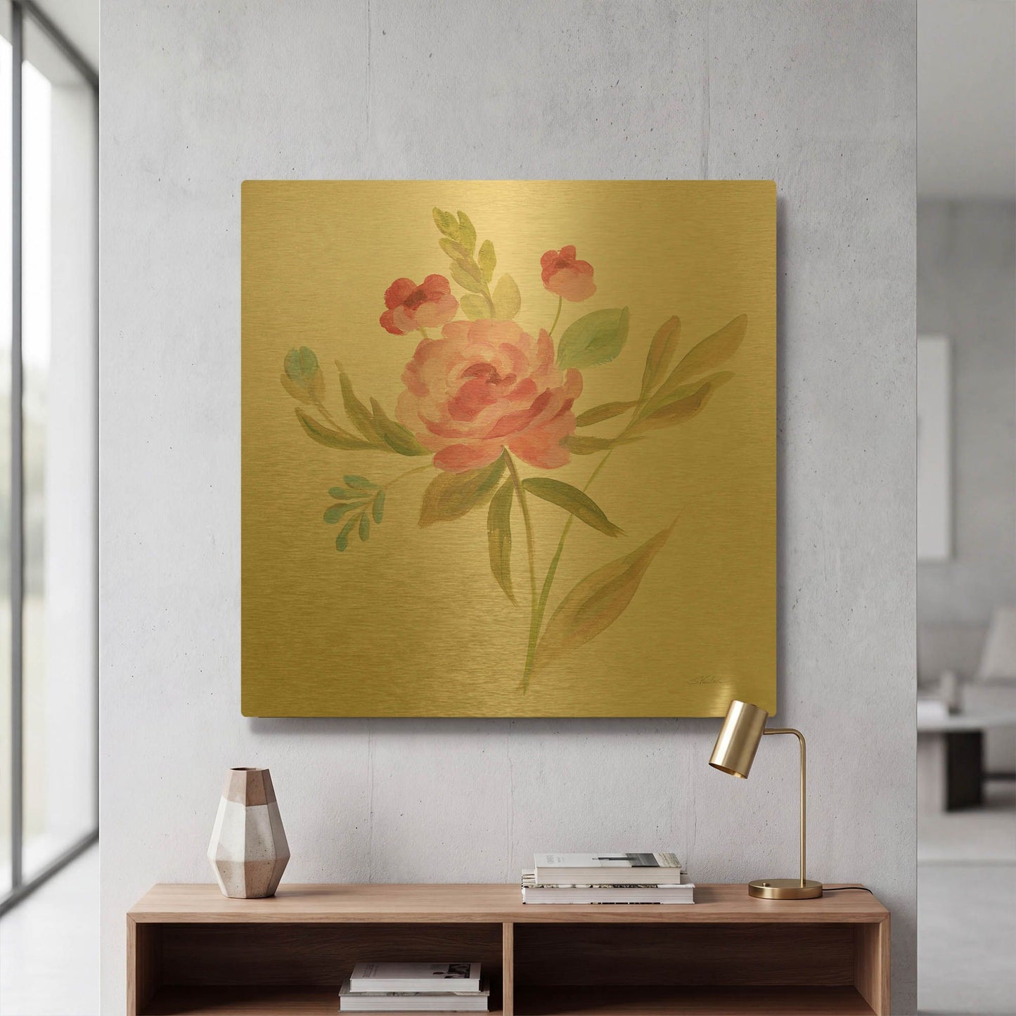 'Petals and Blossoms V' By Silvia Vassileva Gold Metal Wall Art
