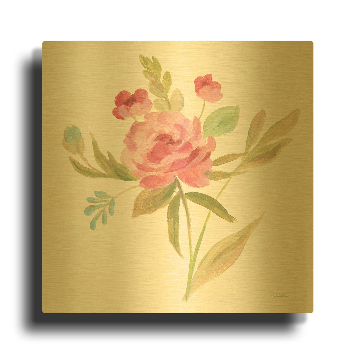 'Petals and Blossoms V' By Silvia Vassileva Gold Metal Wall Art