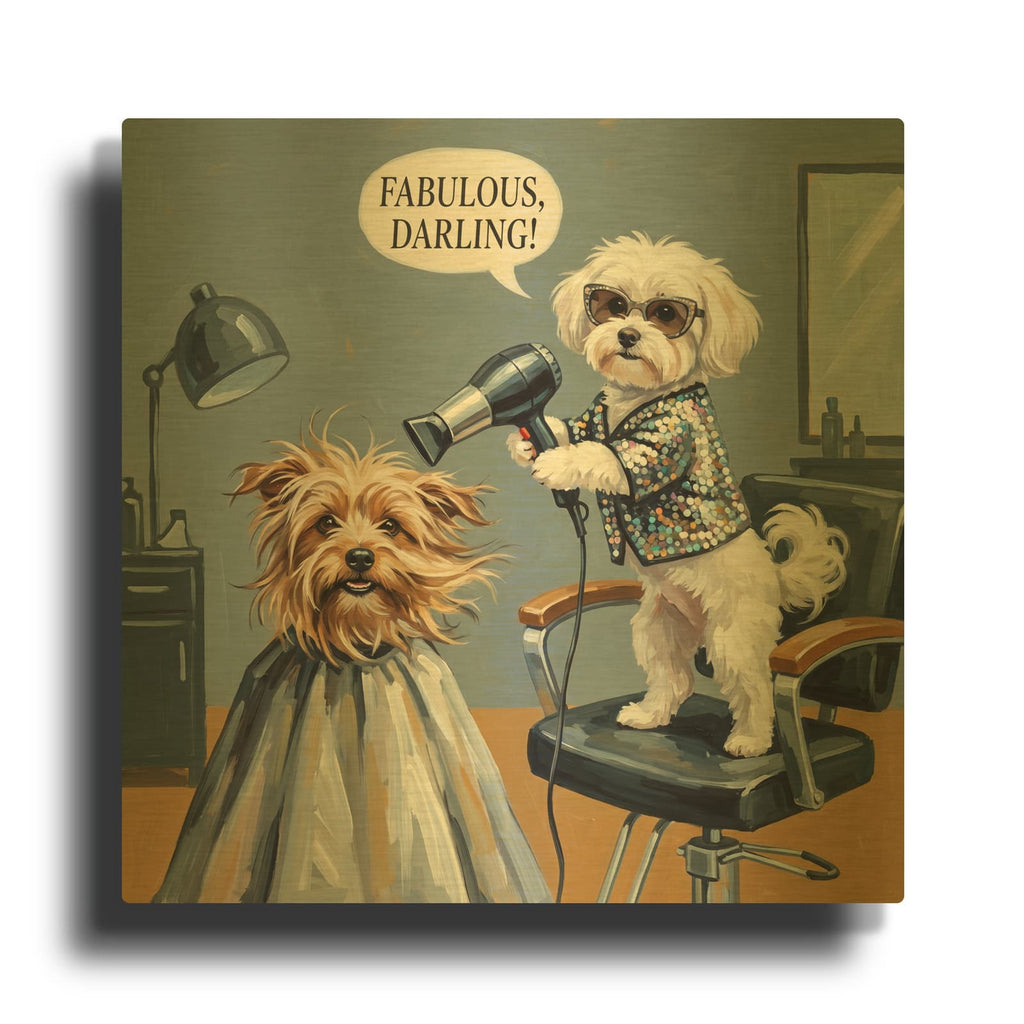 'Shih Tzu Stylist' By Ann Klee Gold Metal Wall Art