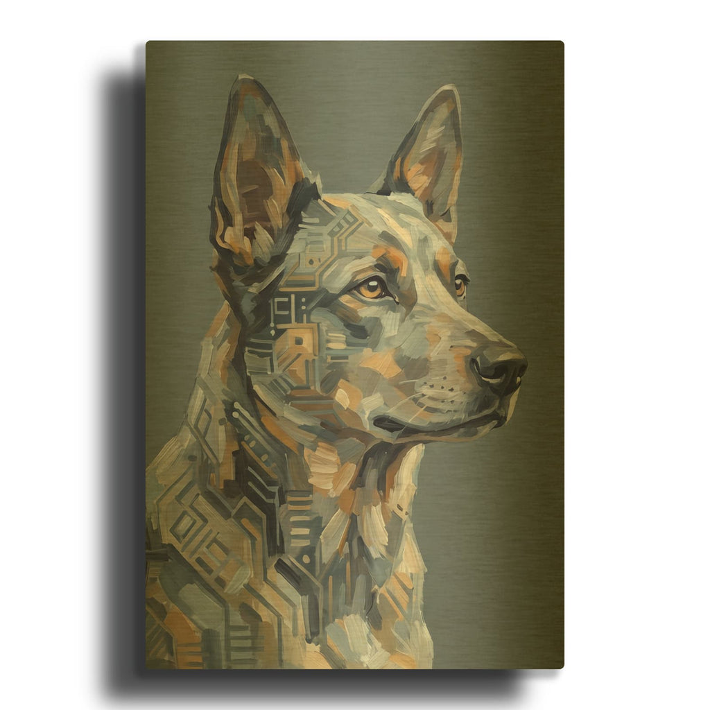 'Tech Dog 2' By Ann Klee Gold Metal Wall Art