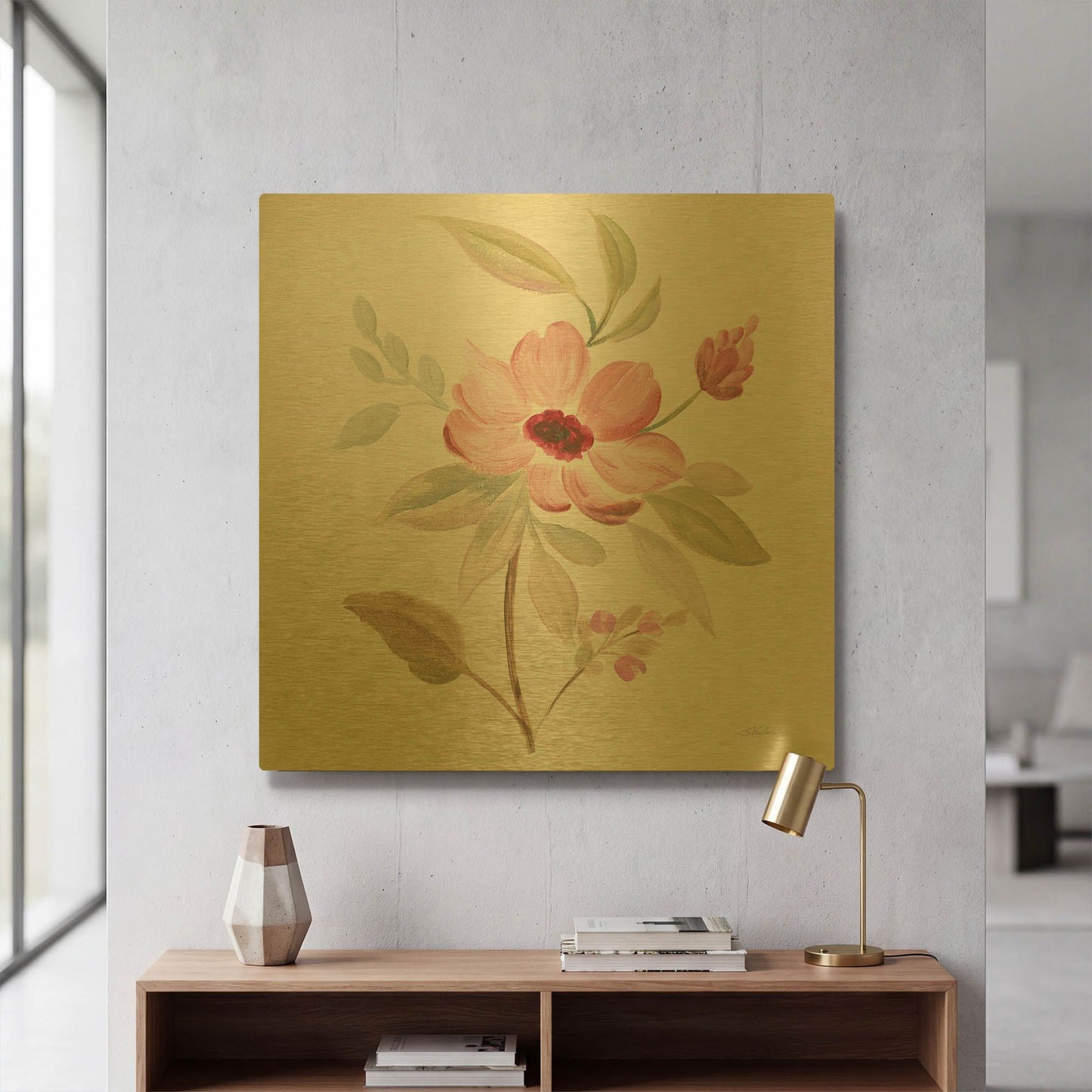 'Petals and Blossoms VI' By Silvia Vassileva Gold Metal Wall Art
