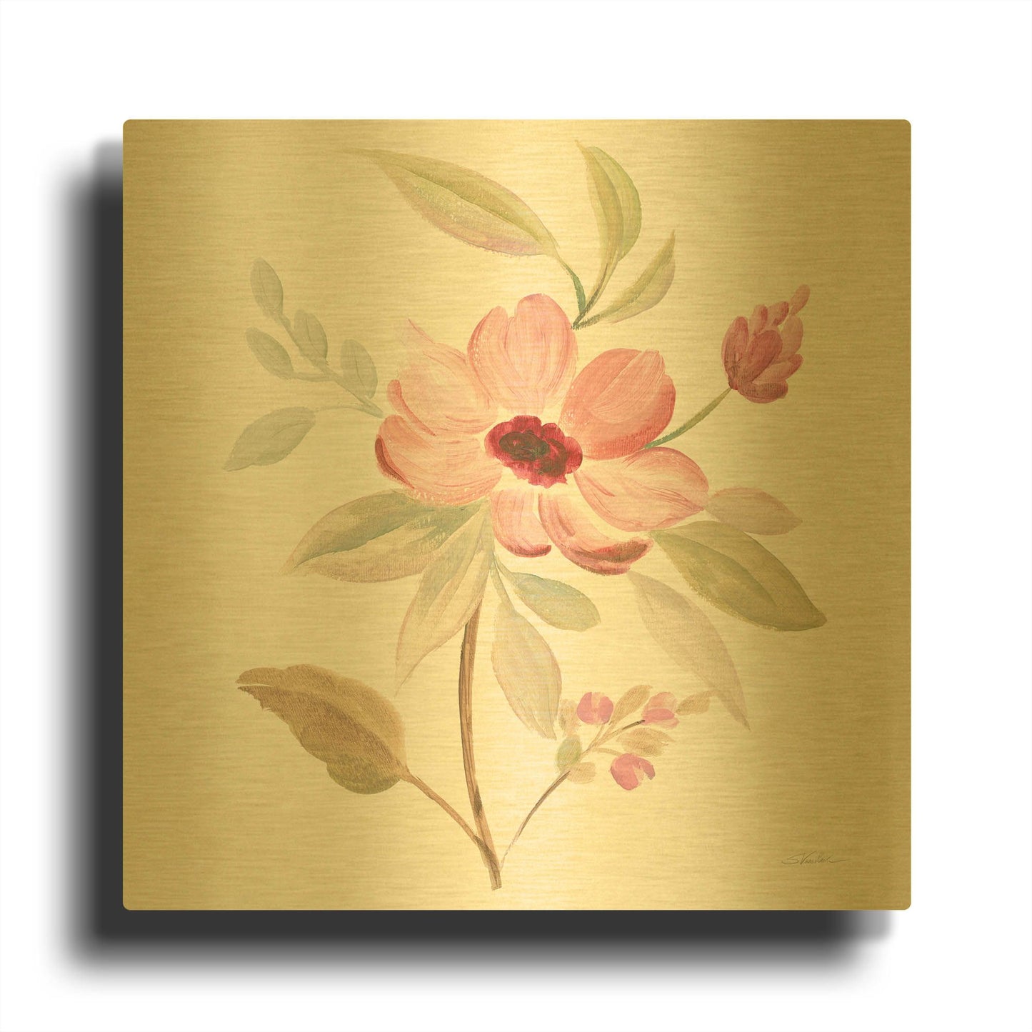 'Petals and Blossoms VI' By Silvia Vassileva Gold Metal Wall Art