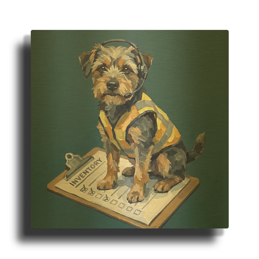 'Terrier At Work' By Ann Klee Gold Metal Wall Art