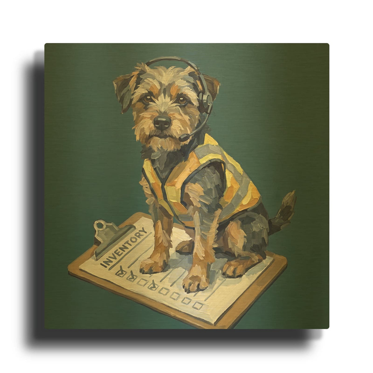 'Terrier At Work' By Ann Klee Gold Metal Wall Art