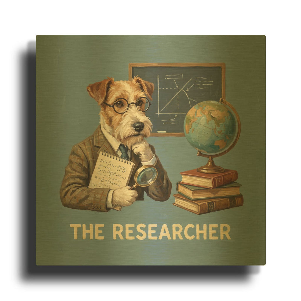'Terrier Researcher' By Ann Klee Gold Metal Wall Art