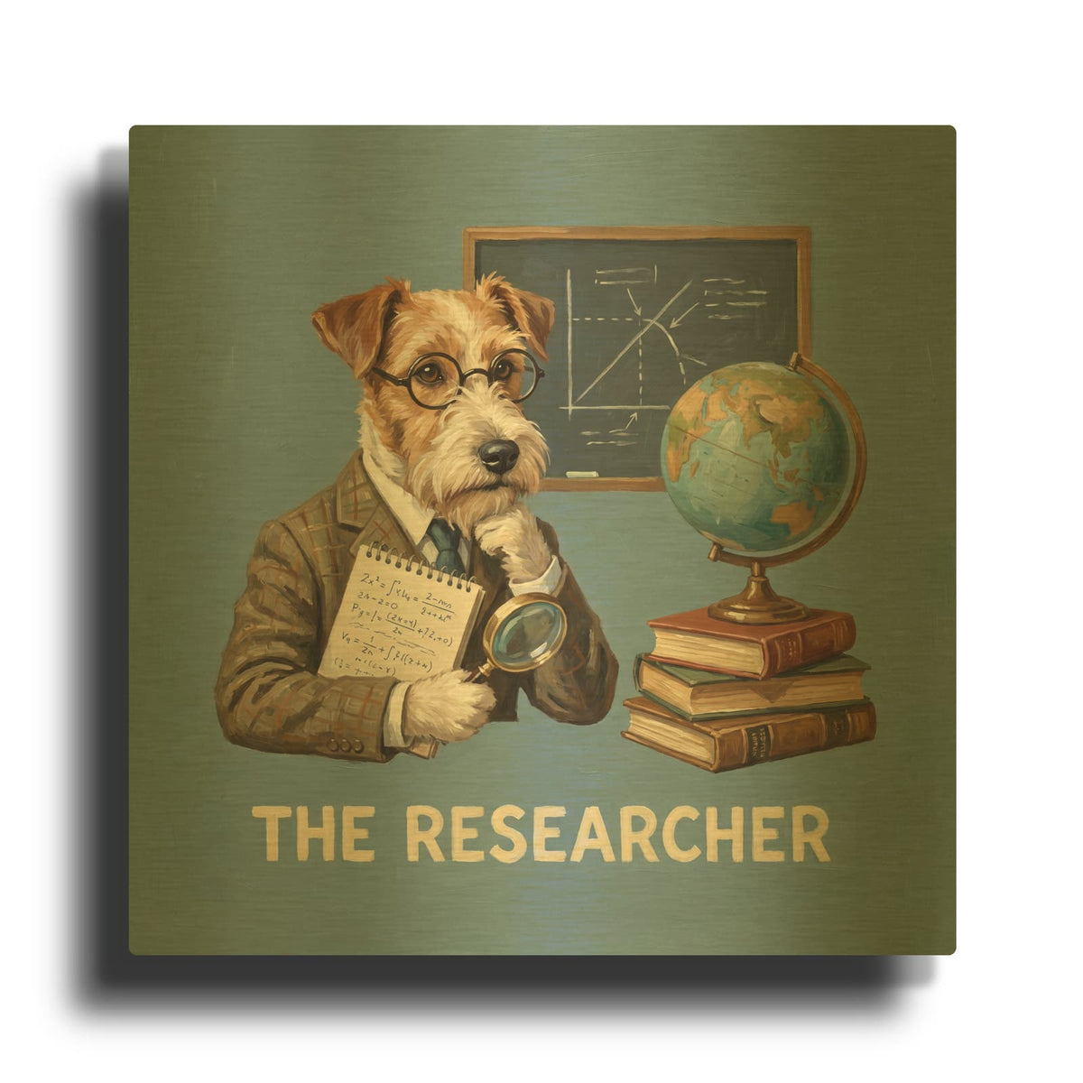 'Terrier Researcher' By Ann Klee Gold Metal Wall Art
