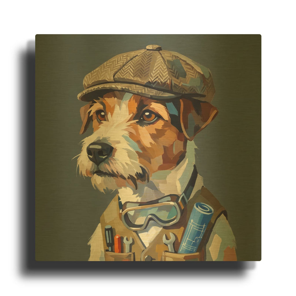 'Terrier Scientist' By Ann Klee Gold Metal Wall Art