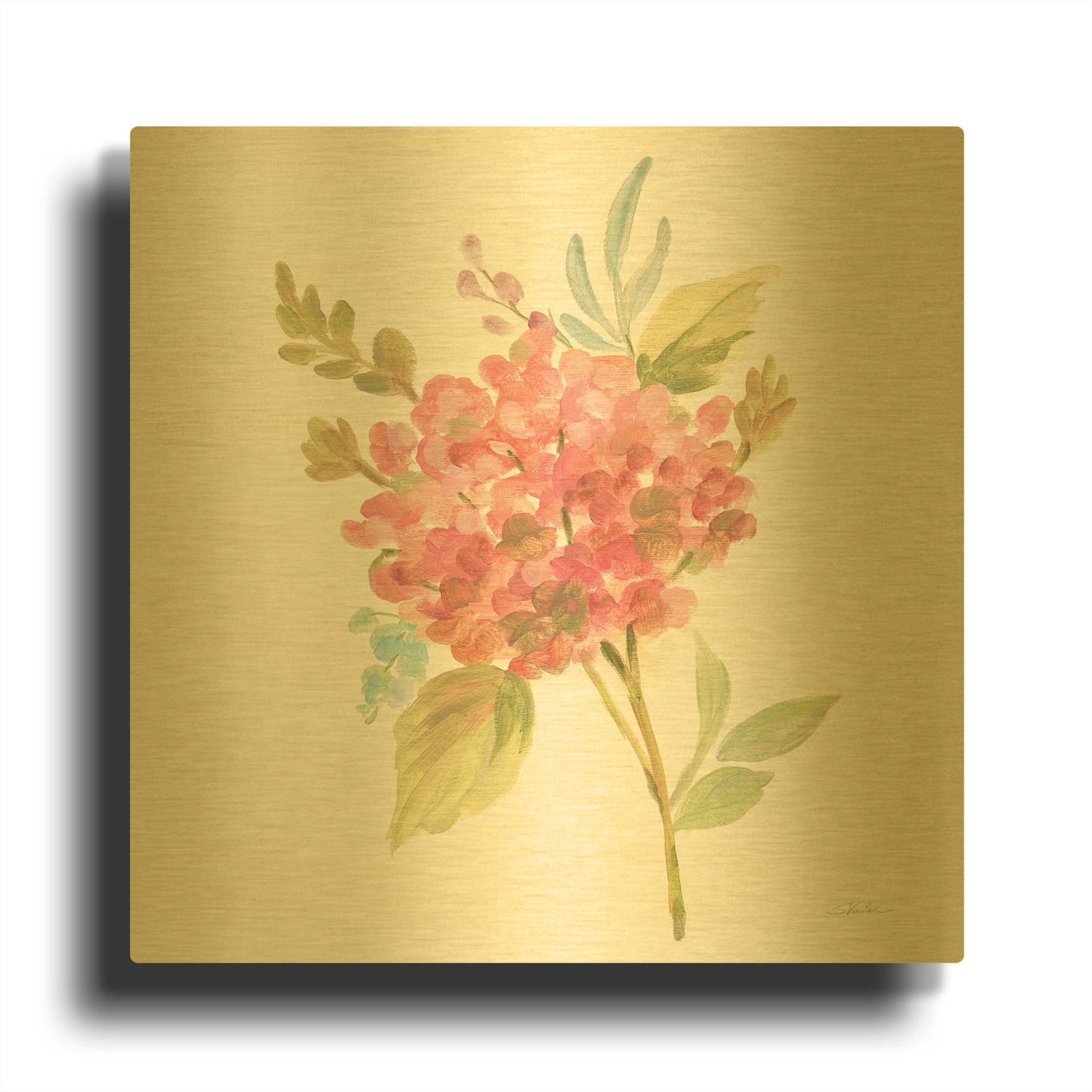 'Petals and Blossoms VII' By Silvia Vassileva Gold Metal Wall Art