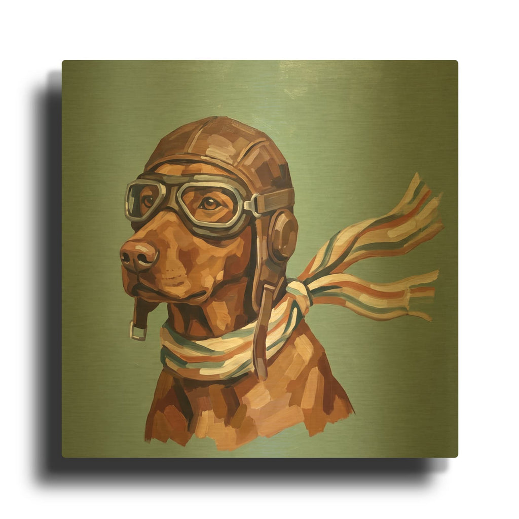 'Vizsla Aviator' By Ann Klee Gold Metal Wall Art