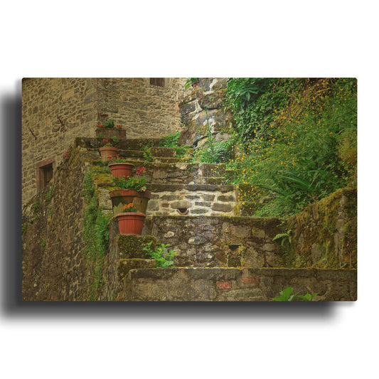 'Stonesteps Pots' By Larry Malvin Gold Metal Wall Art