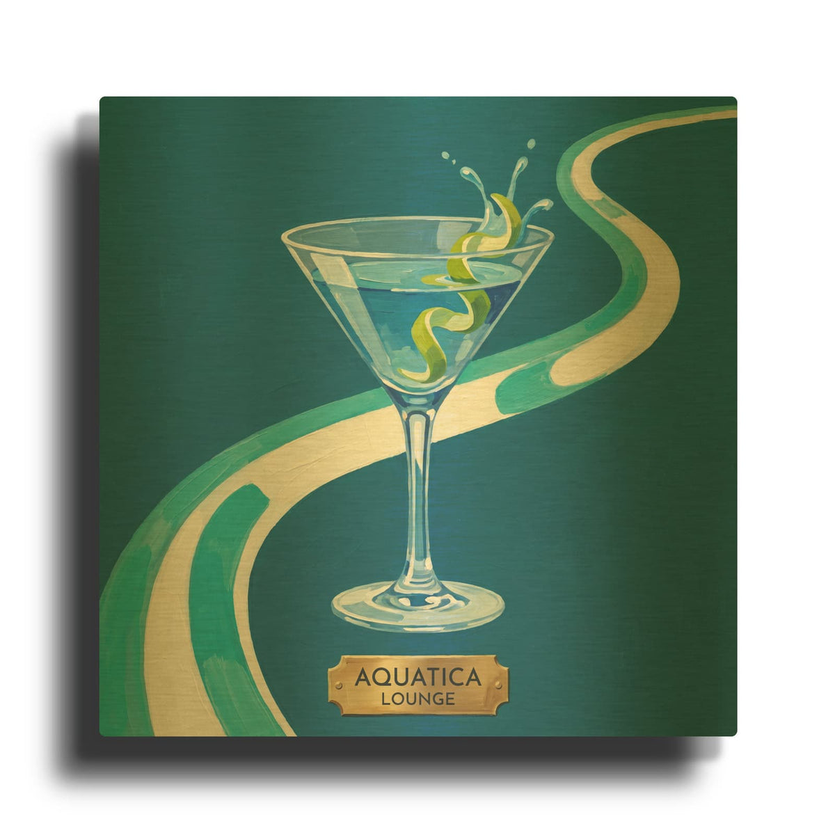 'Aquatica Cocktail' By Ann Klee Gold Metal Wall Art