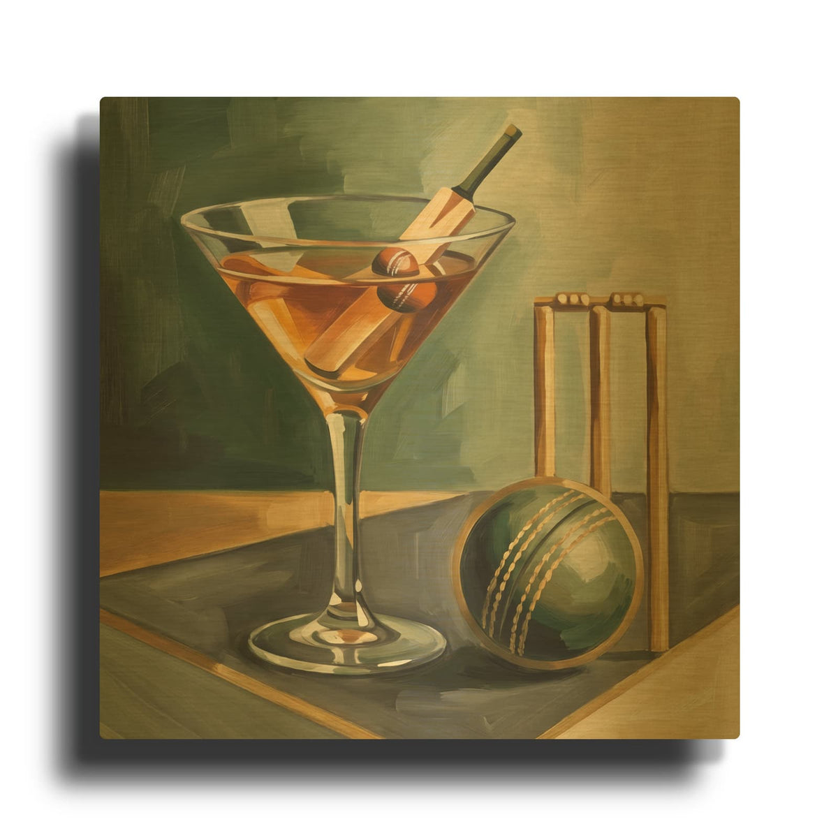 'Cricket Cocktail' By Ann Klee Gold Metal Wall Art