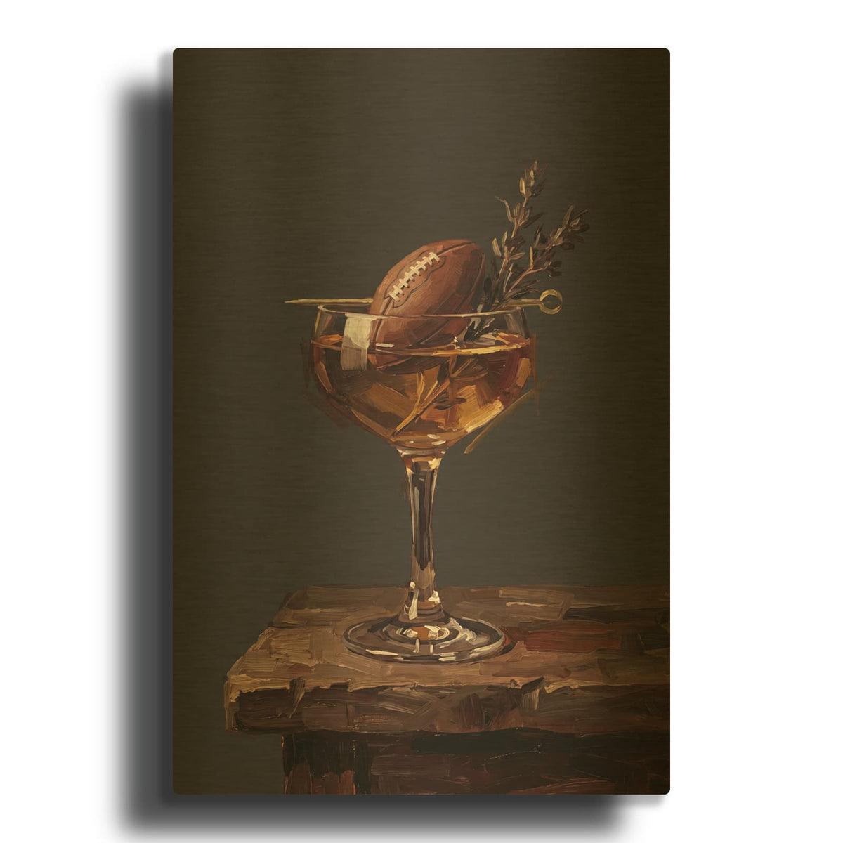 'Elegant Football Cocktail' By Ann Klee Gold Metal Wall Art