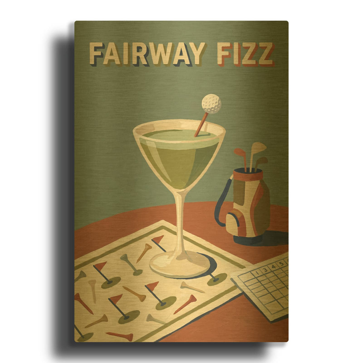 'Fairway Fizz' By Ann Klee Gold Metal Wall Art