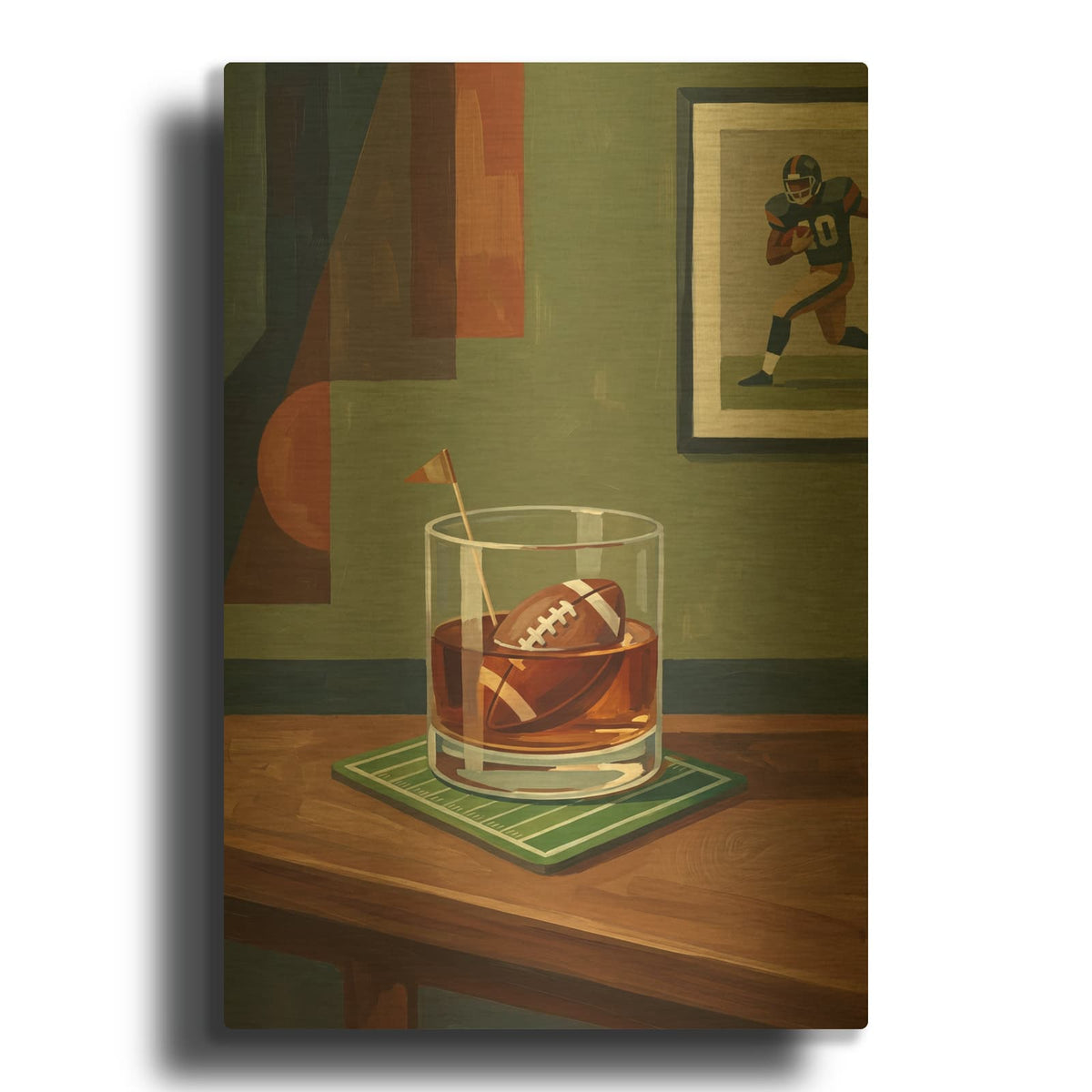 'Football Flavored Whiskey' By Ann Klee Gold Metal Wall Art