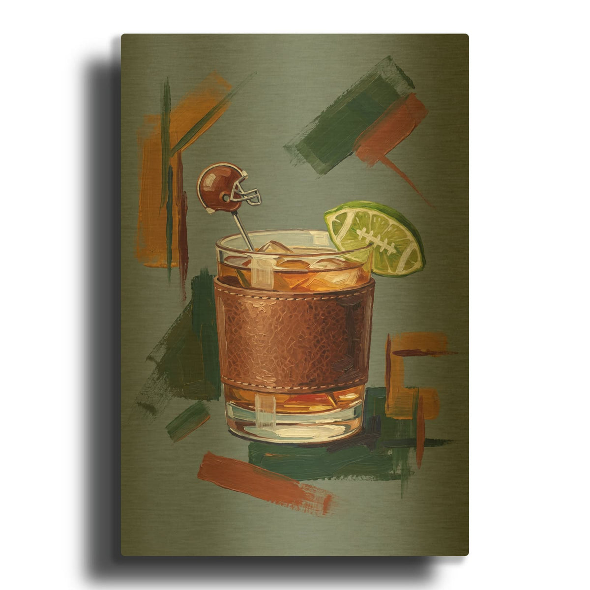 'Football Whiskey 2' By Ann Klee Gold Metal Wall Art