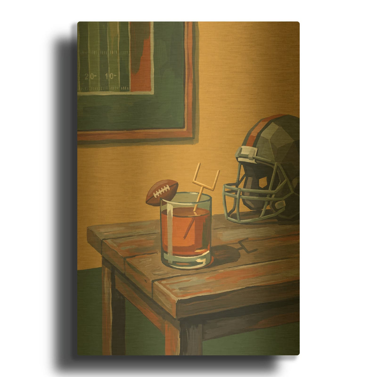 'Football Whiskey' By Ann Klee Gold Metal Wall Art