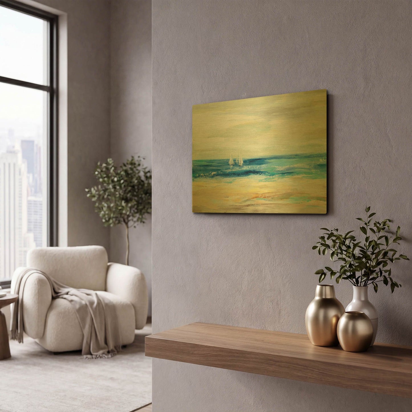 'Sand and Sea' By Silvia Vassileva Gold Metal Wall Art