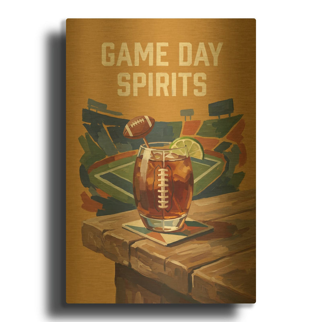 'Game Day Spirits - Football' By Ann Klee Gold Metal Wall Art