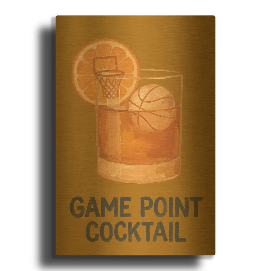 'Game Point Cocktail' By Ann Klee Gold Metal Wall Art