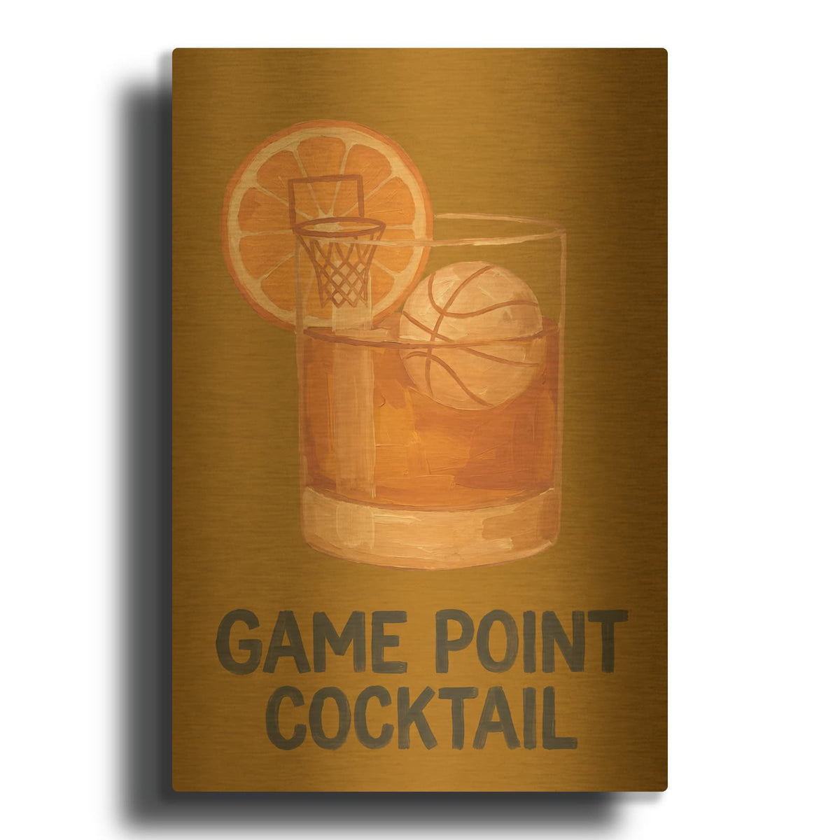 'Game Point Cocktail' By Ann Klee Gold Metal Wall Art