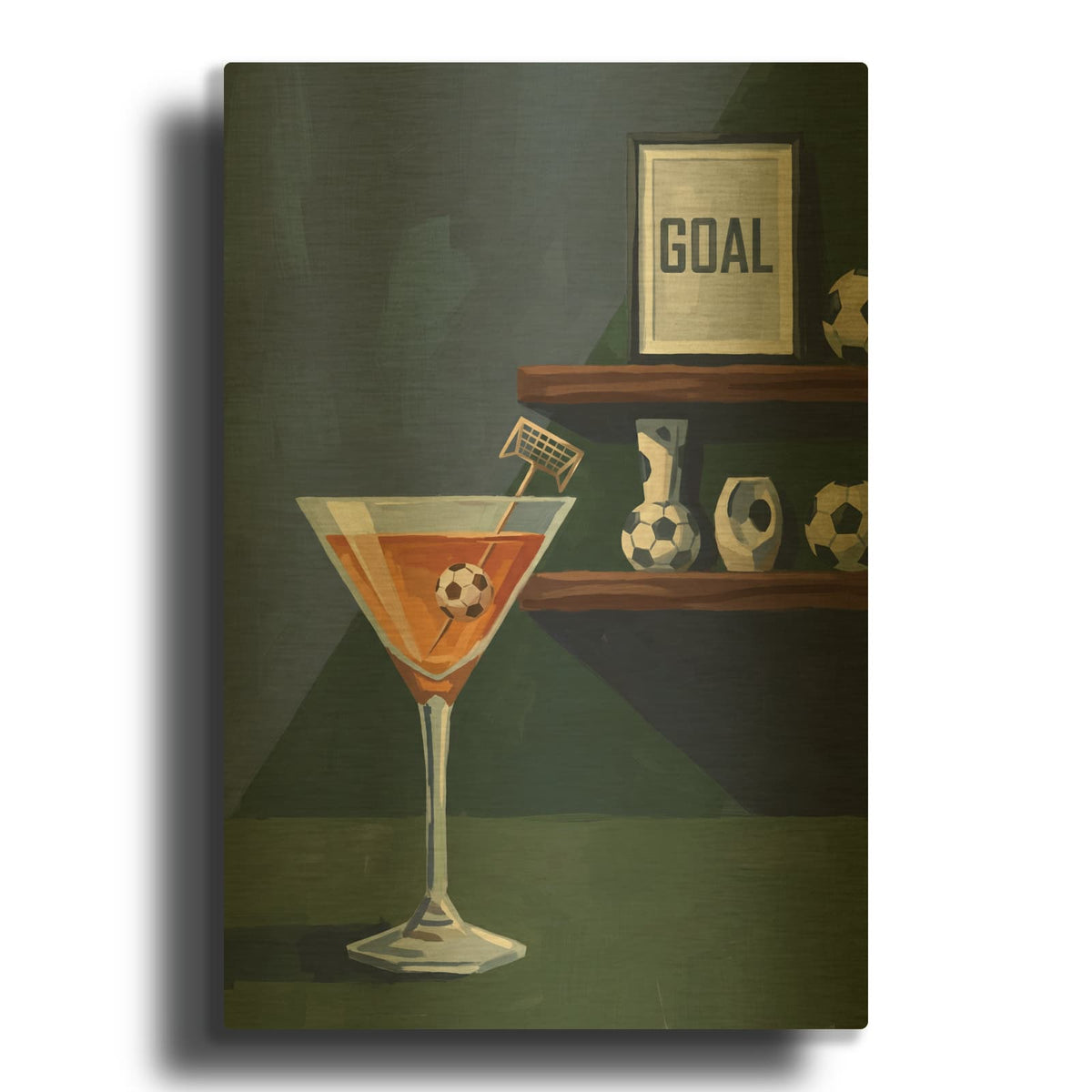 'Goal Martini' By Ann Klee Gold Metal Wall Art