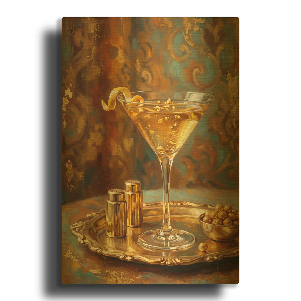 'Gold Cocktail' By Ann Klee Gold Metal Wall Art