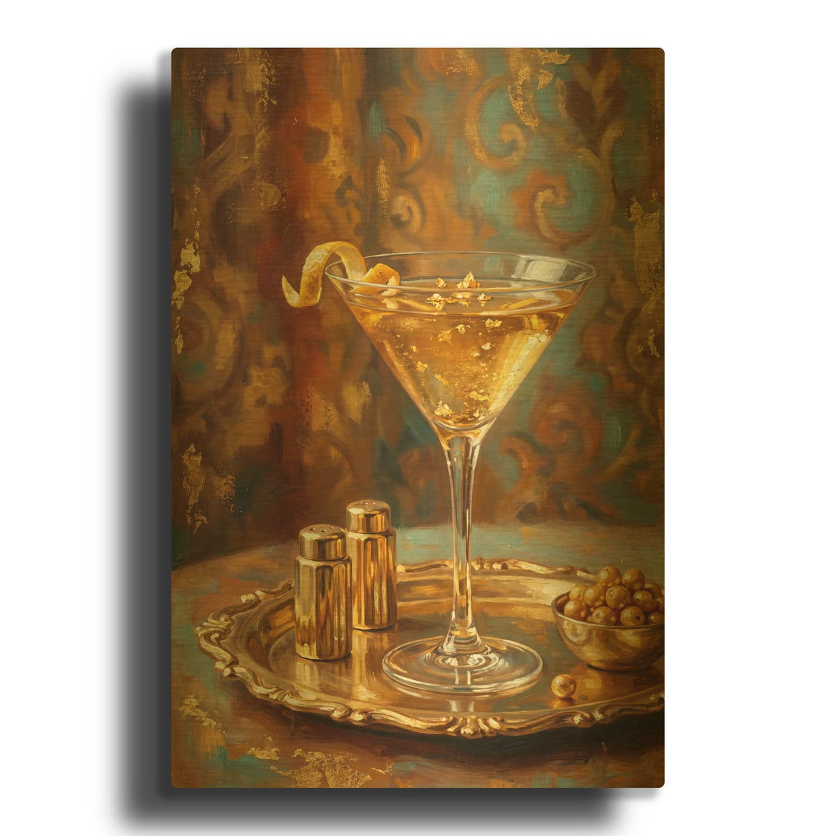 'Gold Cocktail' By Ann Klee Gold Metal Wall Art