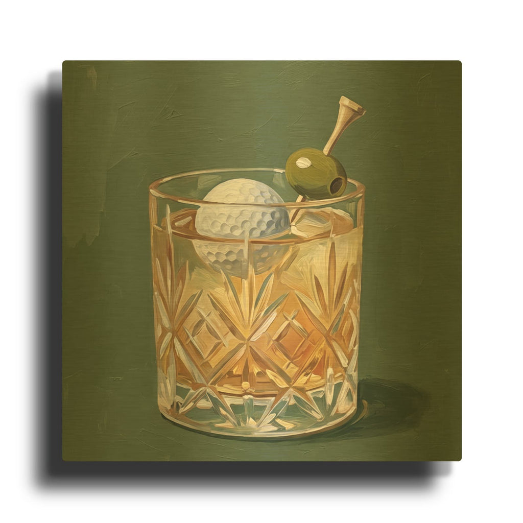 'Golf Cocktail 2' By Ann Klee Gold Metal Wall Art
