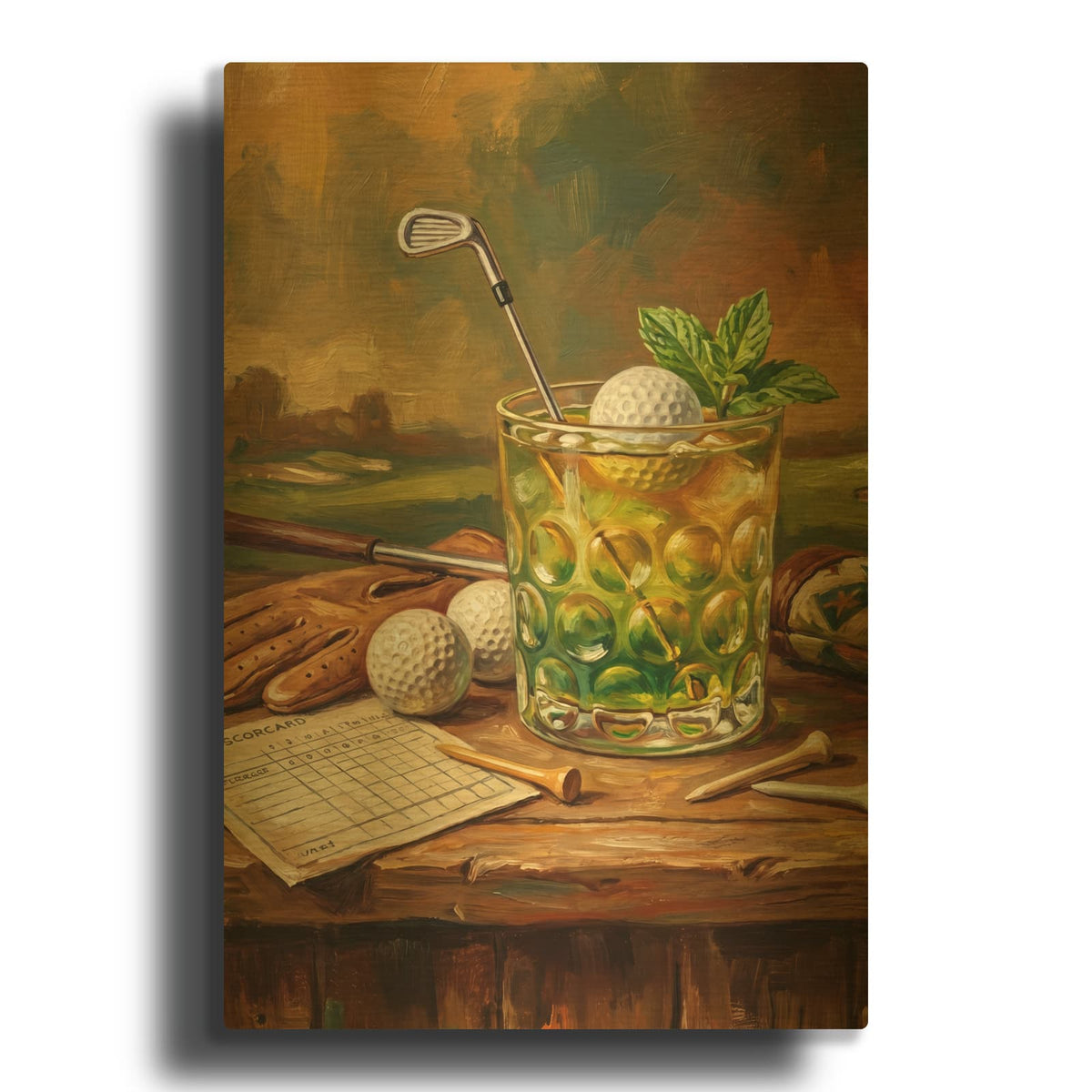 'Golf Mojito' By Ann Klee Gold Metal Wall Art
