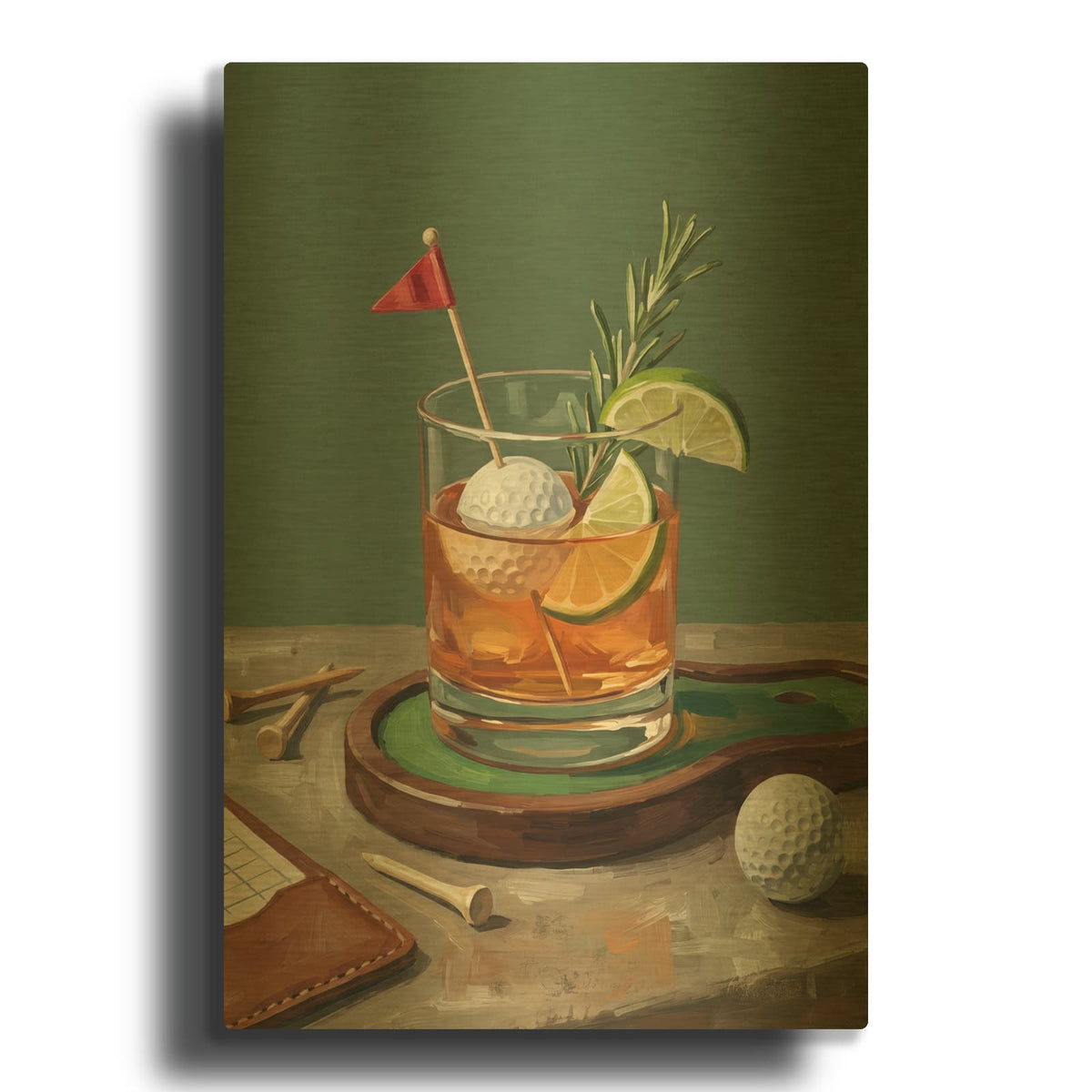 'Golf Whiskey' By Ann Klee Gold Metal Wall Art