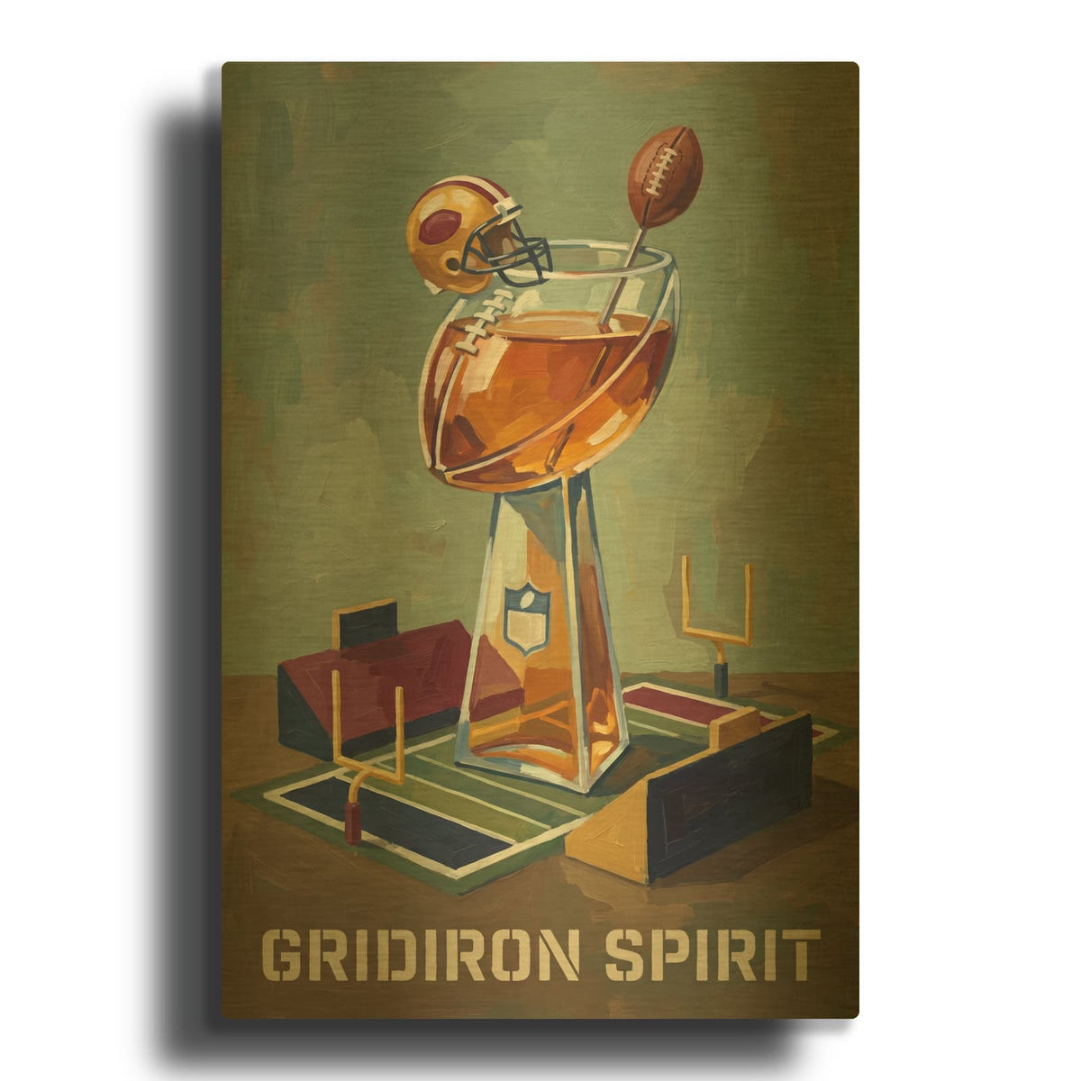 'Gridiron Spirit Tophy Drink' By Ann Klee Gold Metal Wall Art