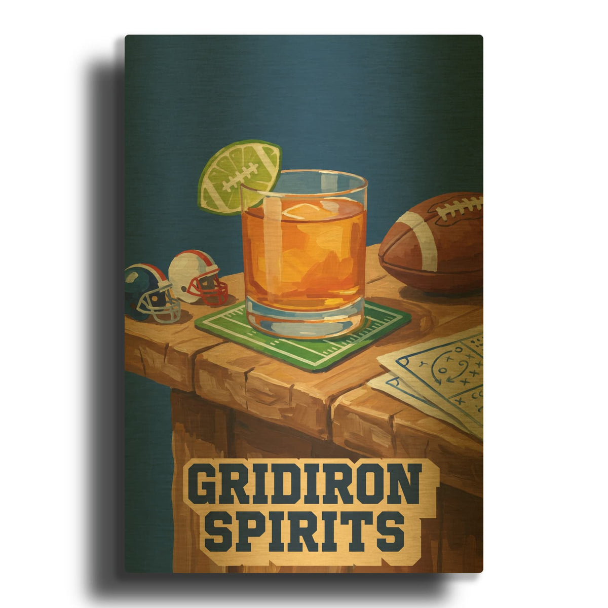 'Gridiron Spirits' By Ann Klee Gold Metal Wall Art