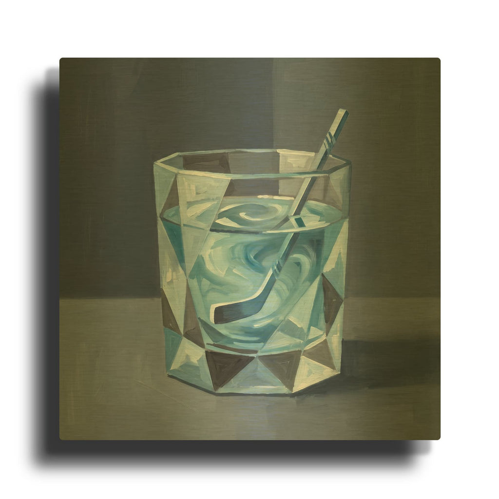 'Hockey Cocktail 2' By Ann Klee Gold Metal Wall Art