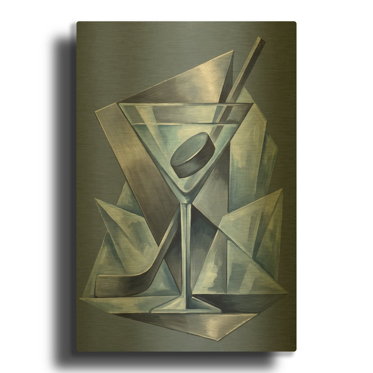 'Hockey Cocktail' By Ann Klee Gold Metal Wall Art