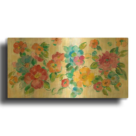 'Playful Floral Trio I' By Silvia Vassileva Gold Metal Wall Art