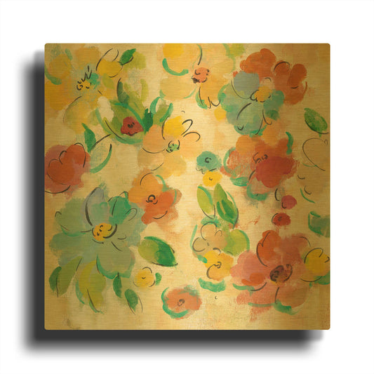 'Playful Floral Trio II' By Silvia Vassileva Gold Metal Wall Art