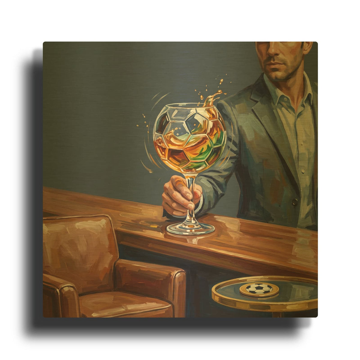'Soccer Cocktail 2' By Ann Klee Gold Metal Wall Art