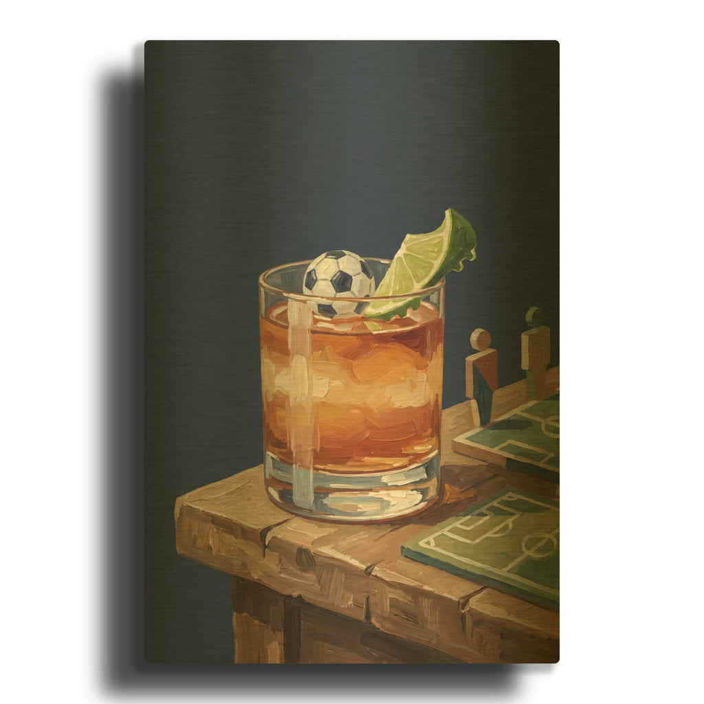 'Soccer Whiskey 2' By Ann Klee Gold Metal Wall Art