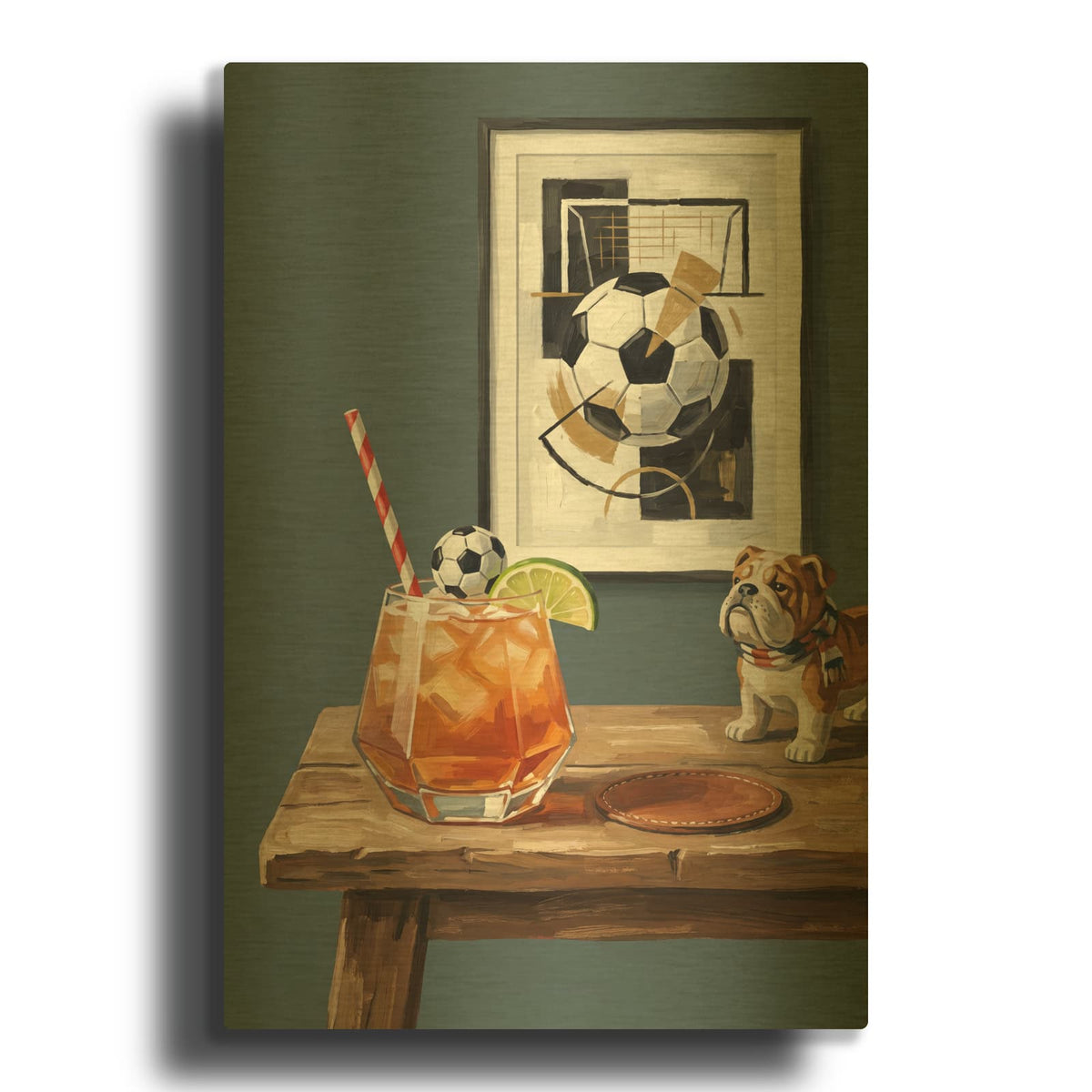 'Soccer Whiskey' By Ann Klee Gold Metal Wall Art